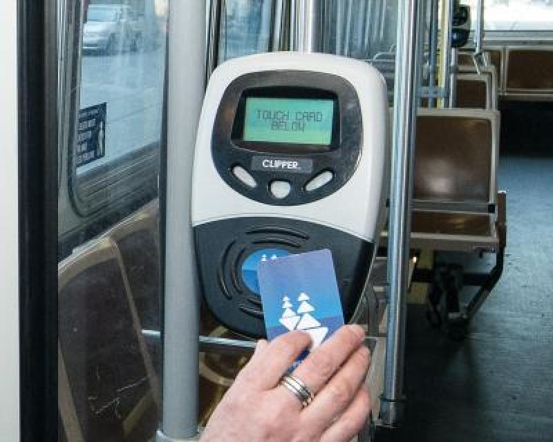 Person paying with clipper card