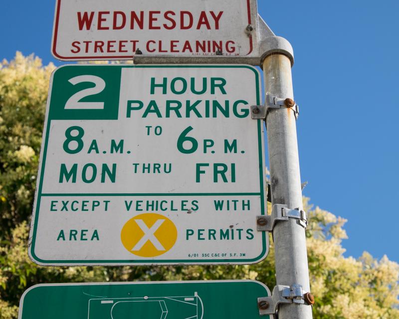residential parking permit sign in potrero hill