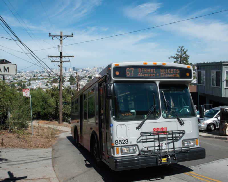 Bernal Heights Bus with Route 67 Head Sign