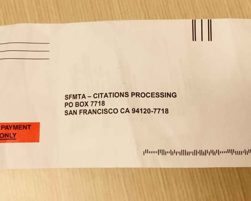 Photo of a parking ticket envelope
