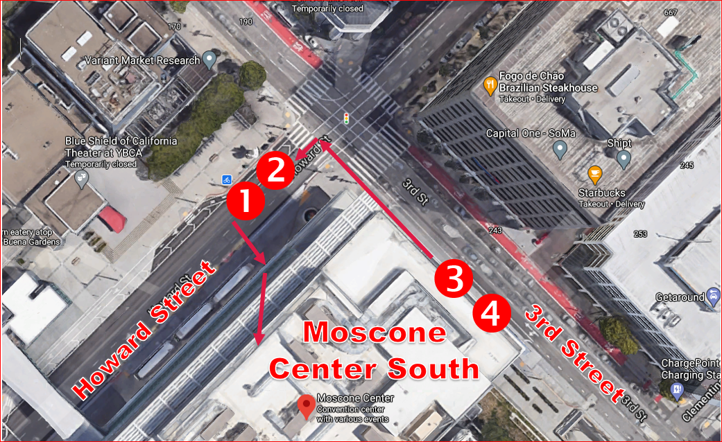 Map of the temporary Moscone South taxi stands 