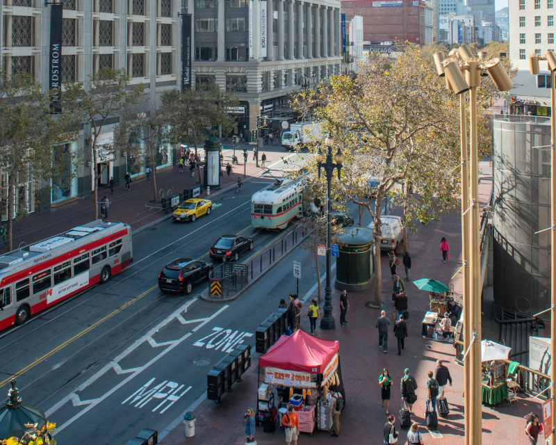Photo of Market Street from above at Powell Street