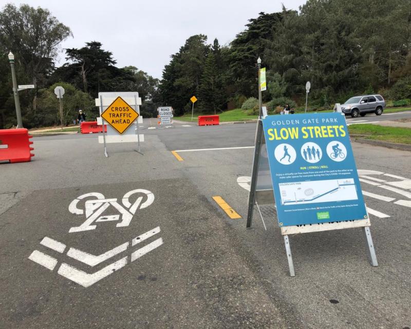 Golden Gate Park Slow Streets sign