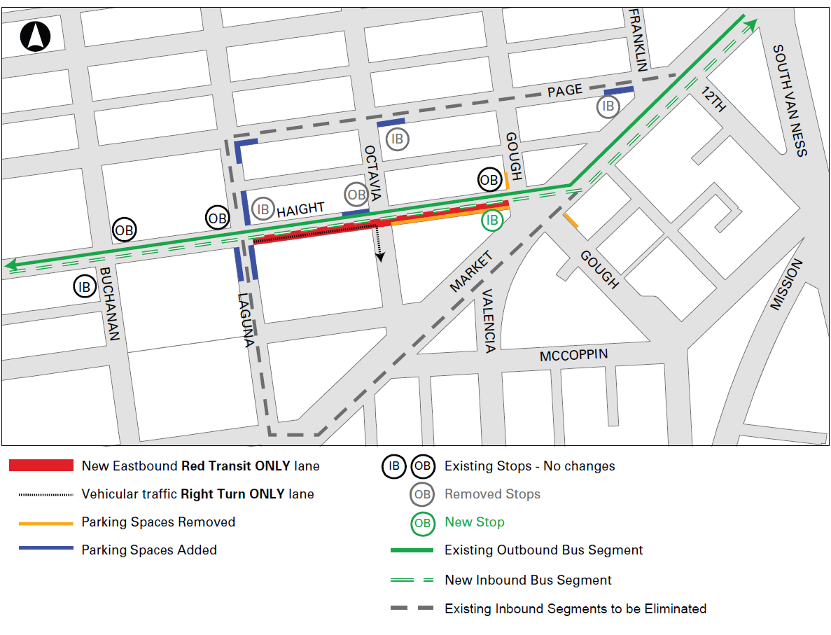 Map of new traffic configuration on Haight Street