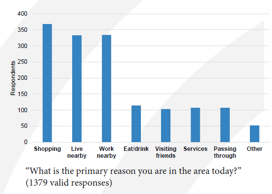 Chart showing reasons people visited Mission Street.