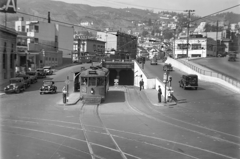 market and castro in 1935 with twin peaks tunnel portal