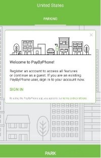 Screen print of the Pay by Phone launch screen