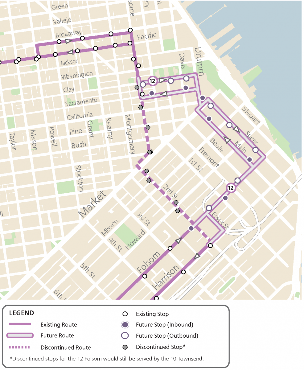 Map of future 12 Folsom/Pacific route