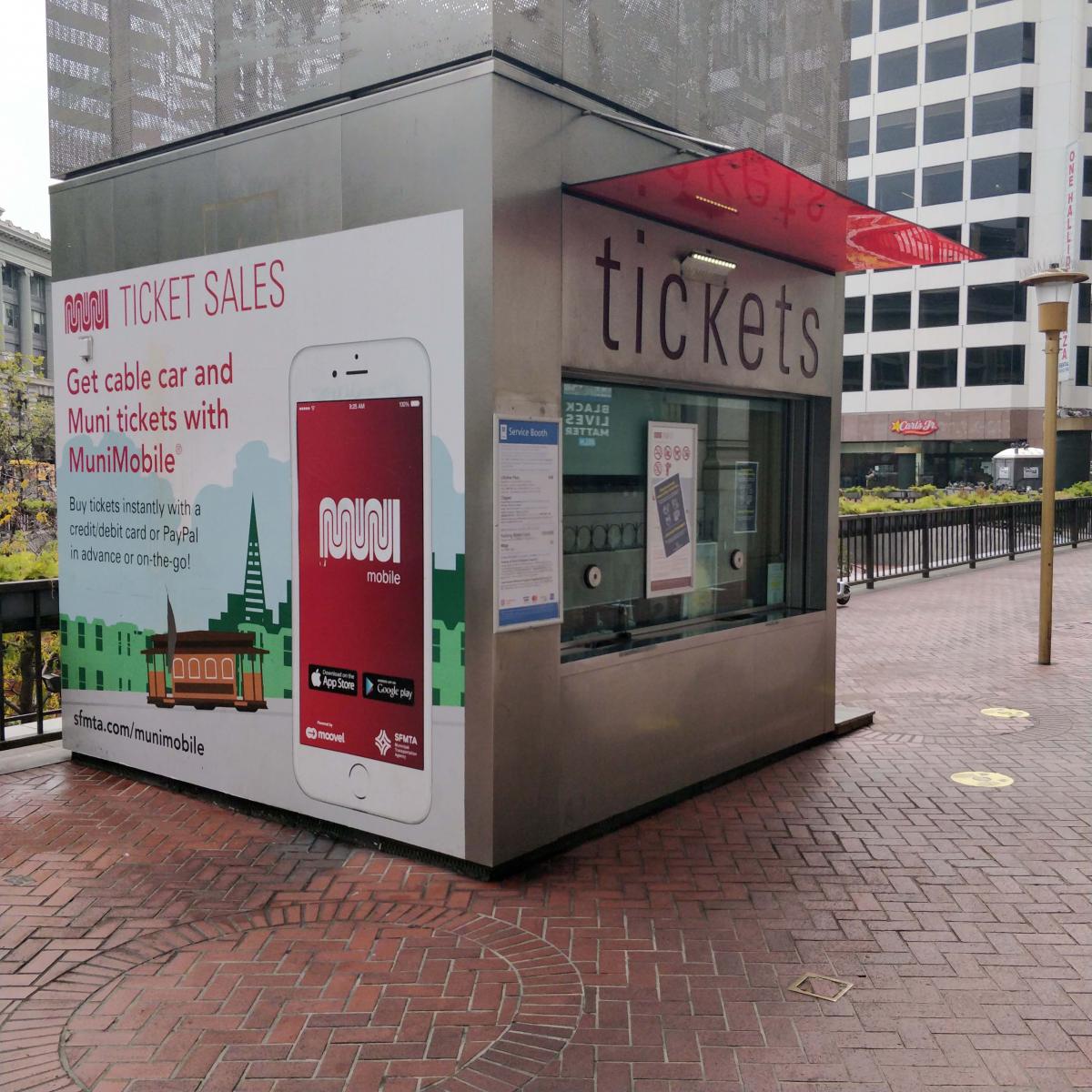 A kiosk at the Powell Street Cable Car