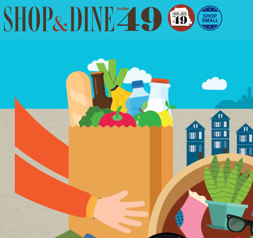 Banner for Shop and Dine in the 49 program
