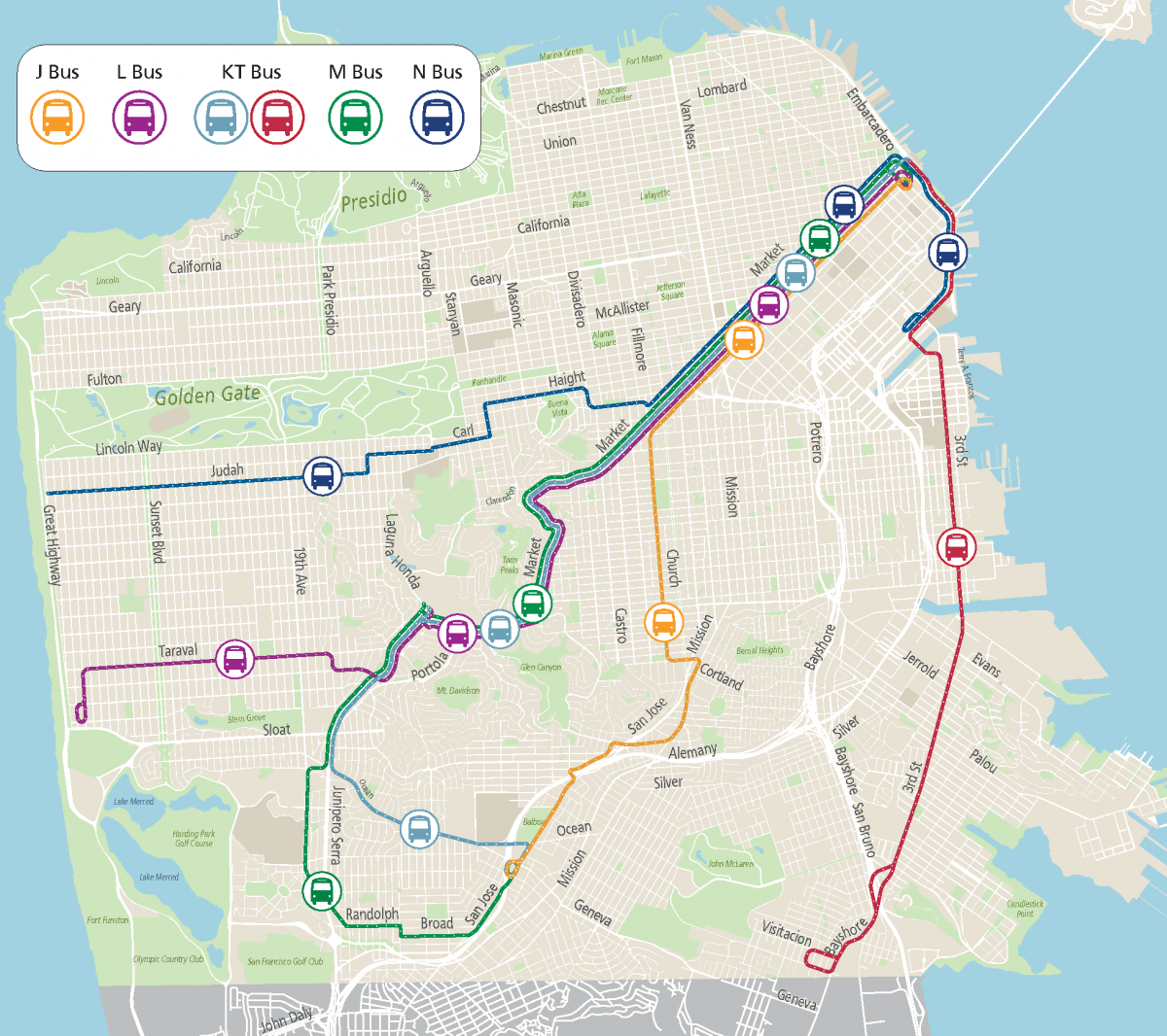 System map showing the weekend Early Morning Metro Bus Service