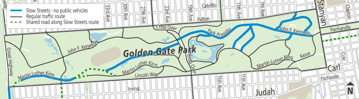 Map of Golden Gate Park Slow Streets program