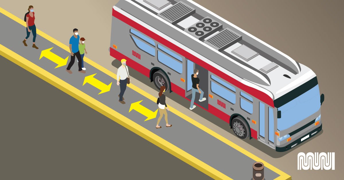 Image depicting rear door boarding on Muni bus.