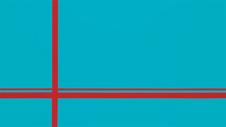 Light blue background with red lines across alluding to the Golden Gate Bridge