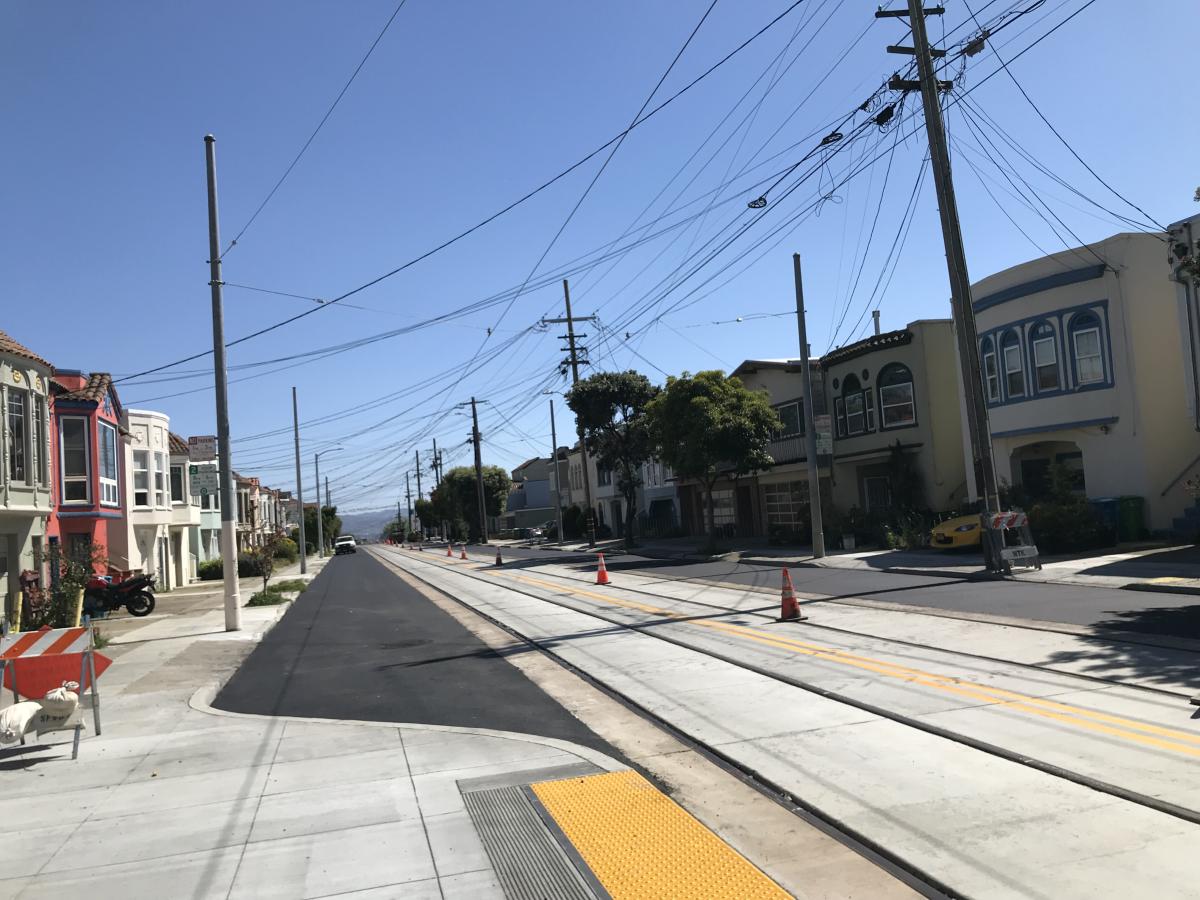 L Taraval Improvement Project 15th Avenue repaved and pedestrian boarding island