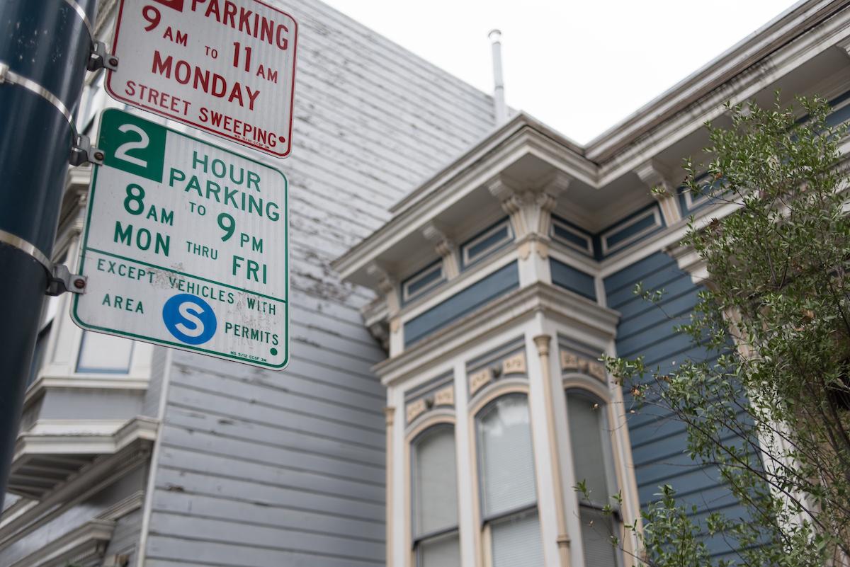 A sign showing 2-hour Parking Zone with Residential Permit Parking (RPP) Area S