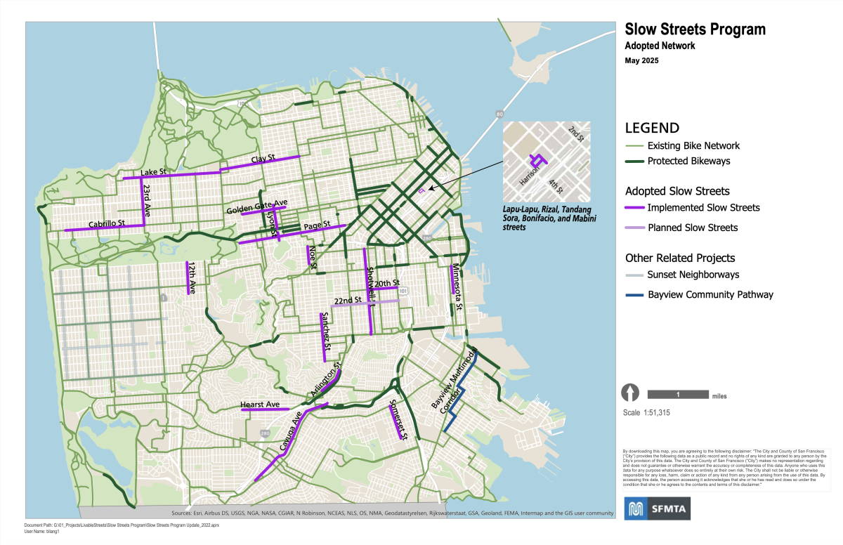 Map of the Slow Streets Program network