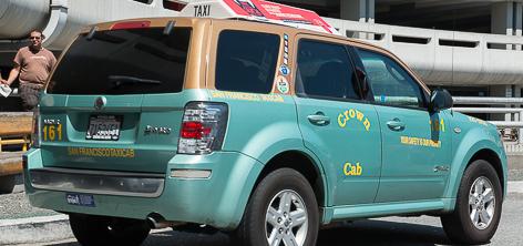 Photo of a Crown Cab taxi.