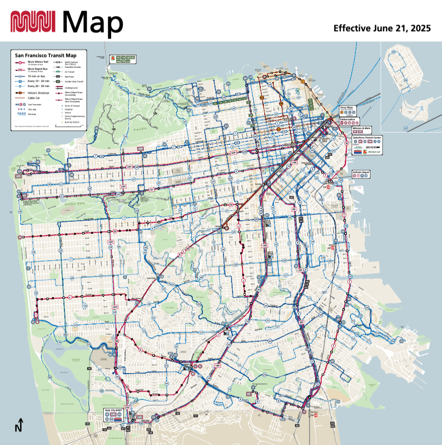 Muni service map effective June 2025