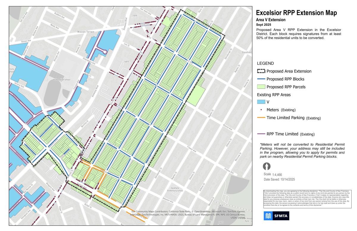 A map of the Excelsior RPP Extension Proposed Area A map of the Excelsior RPP Extension Proposed Area