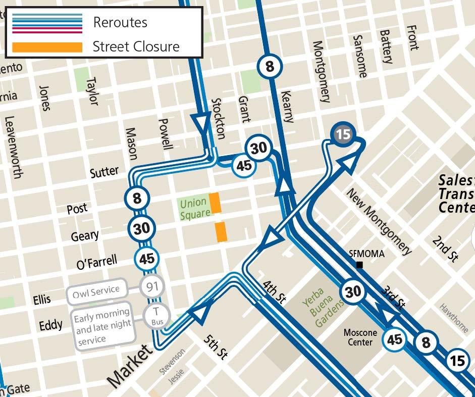 Map showing Winter Walk service changes