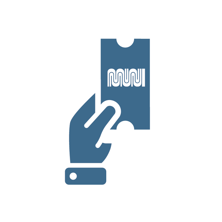 Graphic of hand holding physical Muni fare ticket.