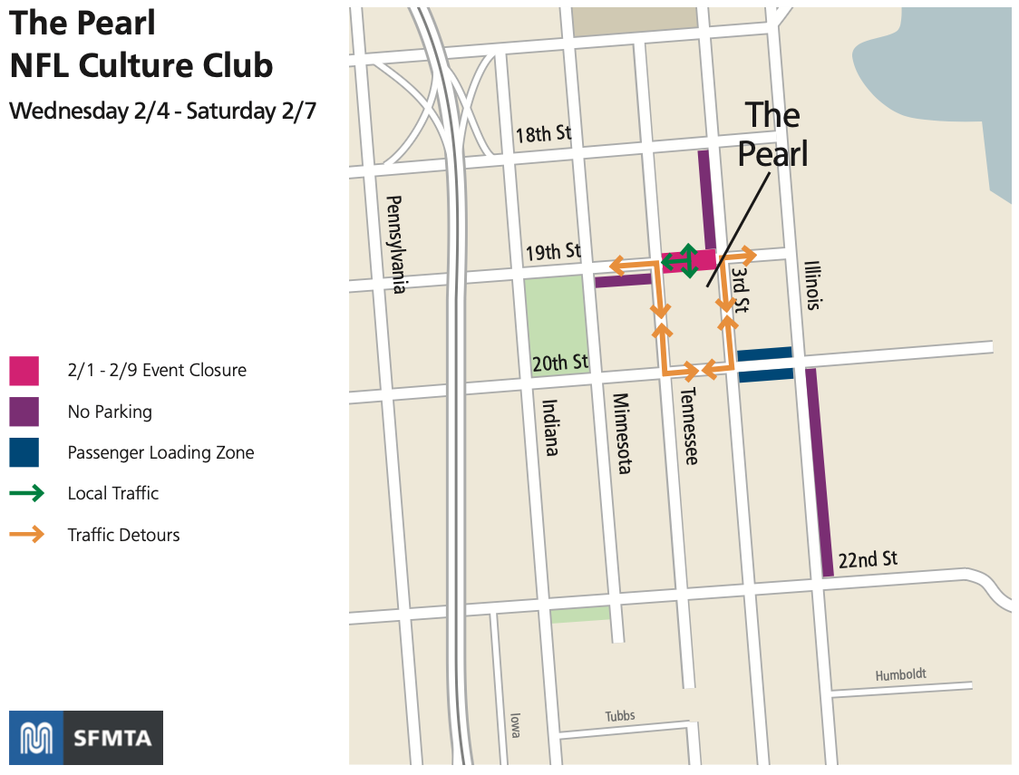 Map of the streets impacts from event at the Pearl.