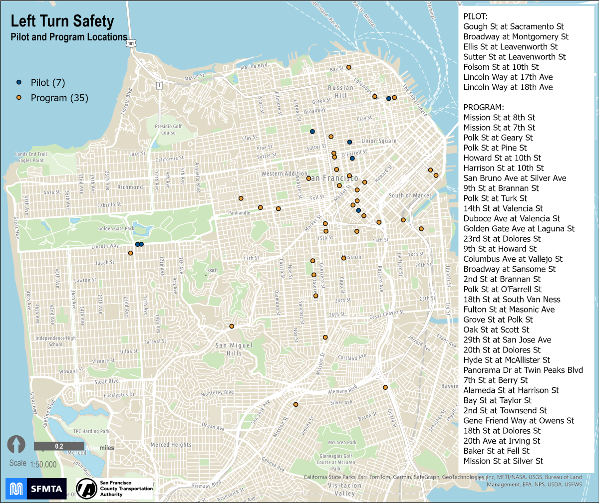 Left Turn Safety Pilot and Program Locations