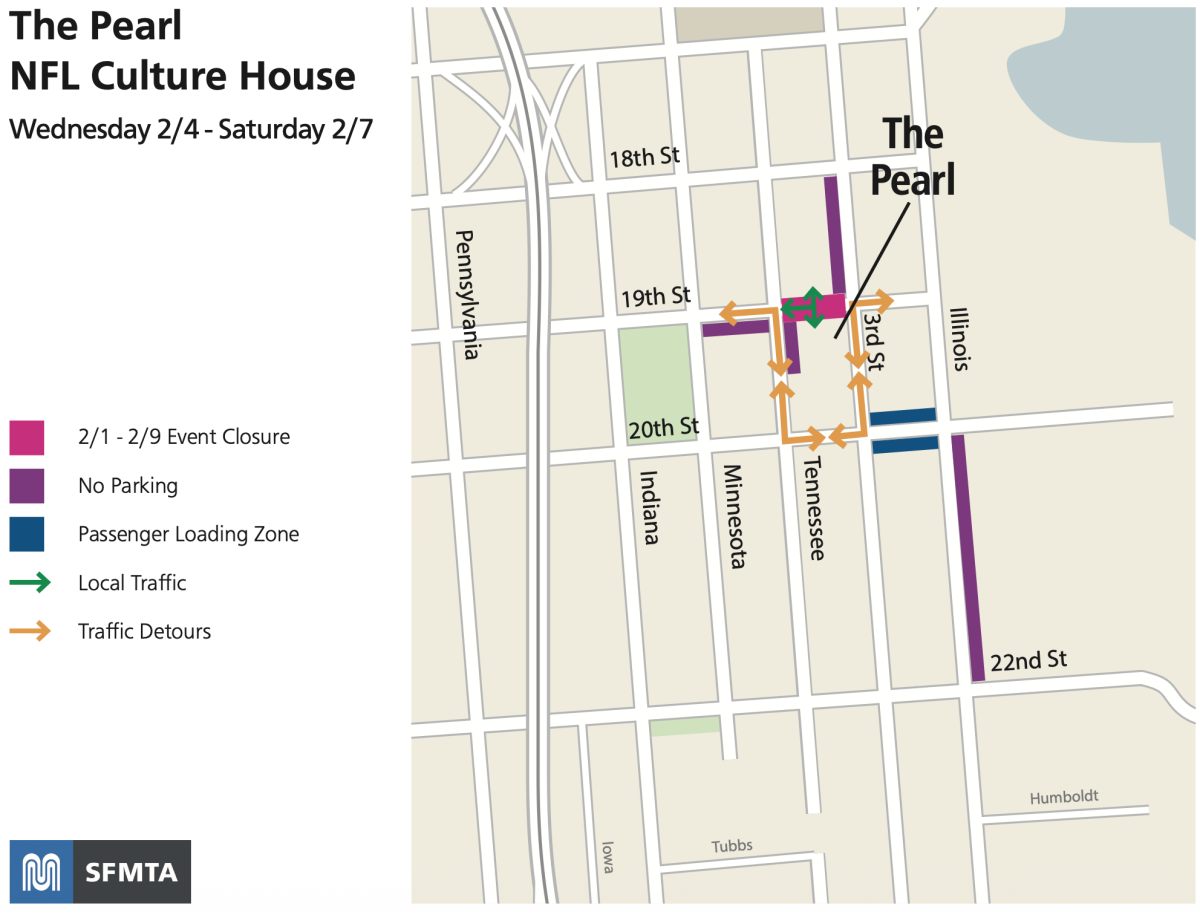 Map of the streets impacts from event at the Pearl.