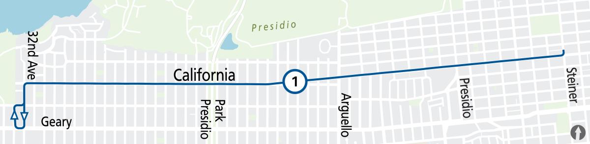 Map of the California corridor highlighting Steiner - 33rd Ave