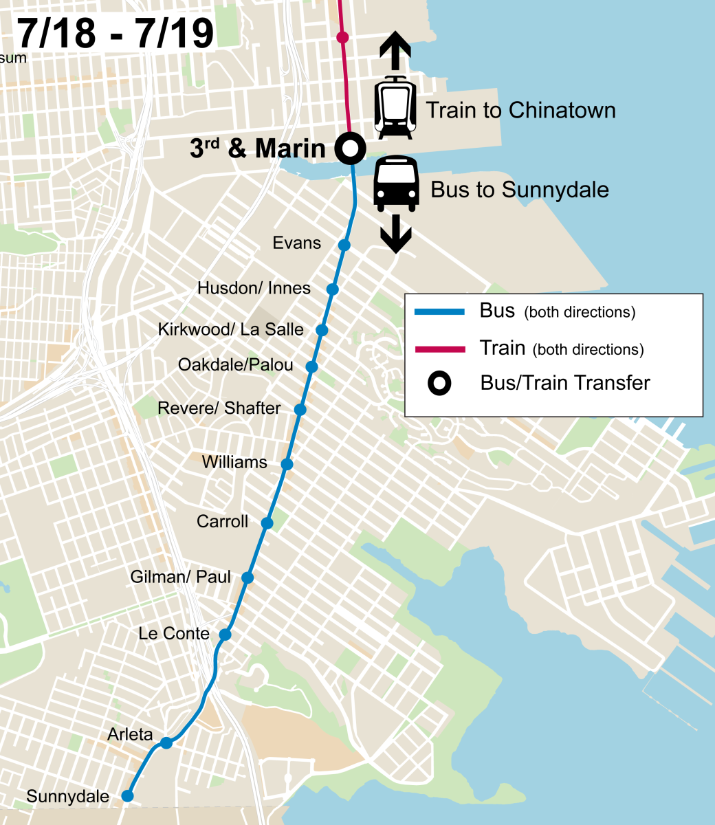 Map of July 18 & 19 T Bus Motorization