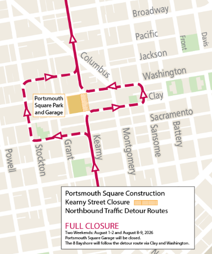 Figure 1: Kearny Street Full Closure - Traffic Detour Plan Kearny street full closure traffic detour plan map