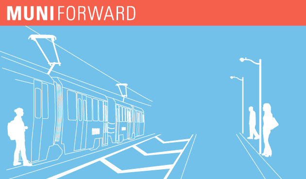 Illustration of a streetcar at a station platform with passengers waiting at a street-level stop.