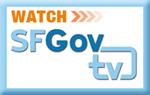 Watch SFGovTV logo with orange play arrow and television icon