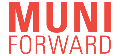 Muni Forward logo in red text