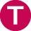 Red circle with white capital T symbol for Muni T Third transit line