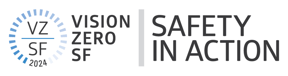 Vision Zero SF 2024 logo with Safety in Action tagline and circular badge