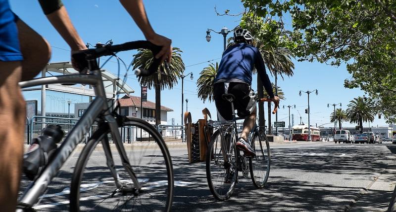 Biking on the Embarcadero.
