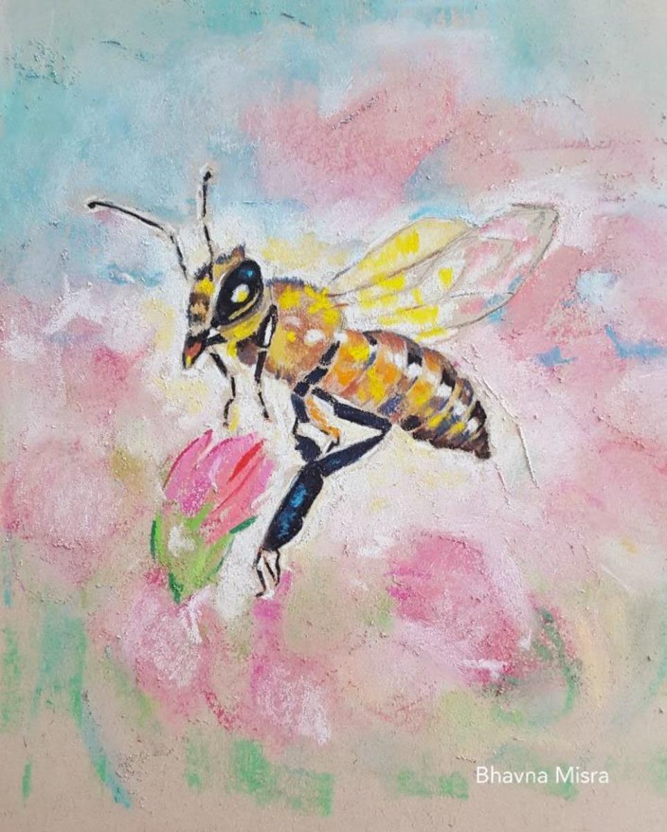 A bee lands on a flower