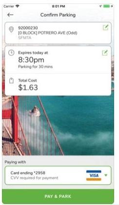 iPhone confirm parking