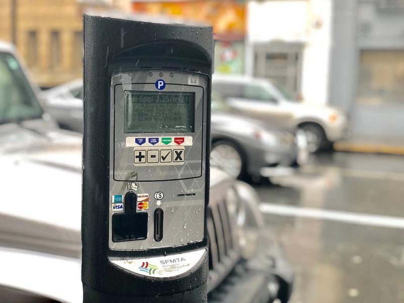 New parking meters on Post Street.
