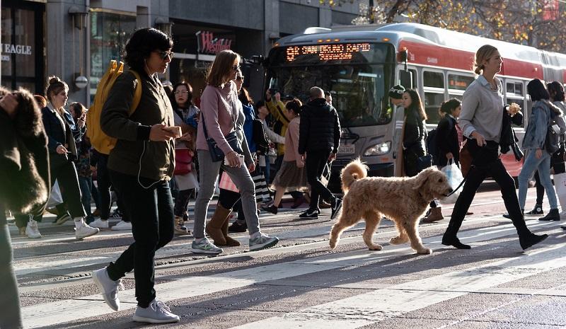 People walking around San Francisco