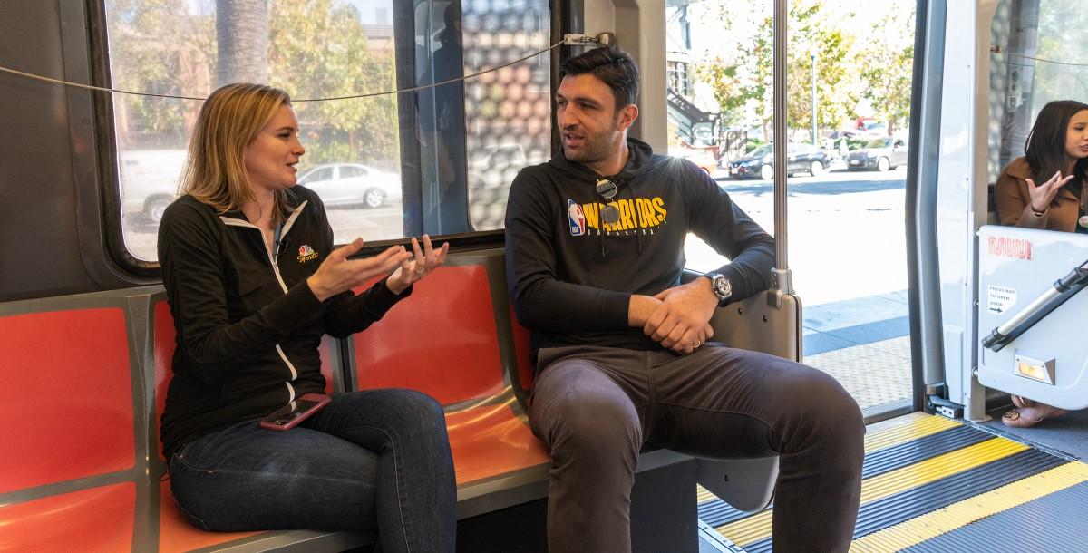 Zaza on the T Line going to Chase Center