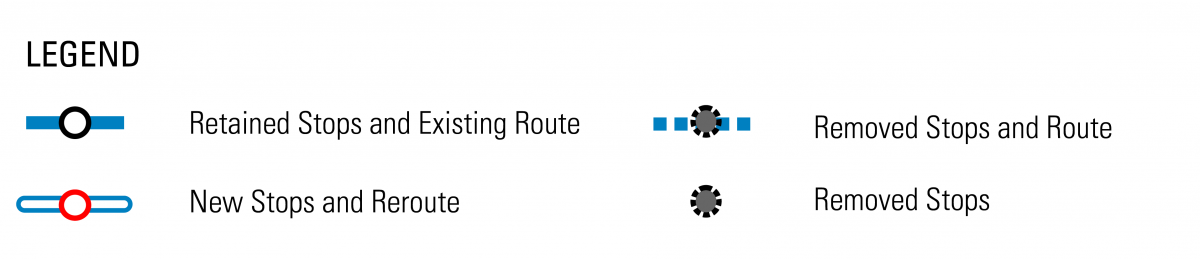 Legend for 27 Bryant route map north of Market Street