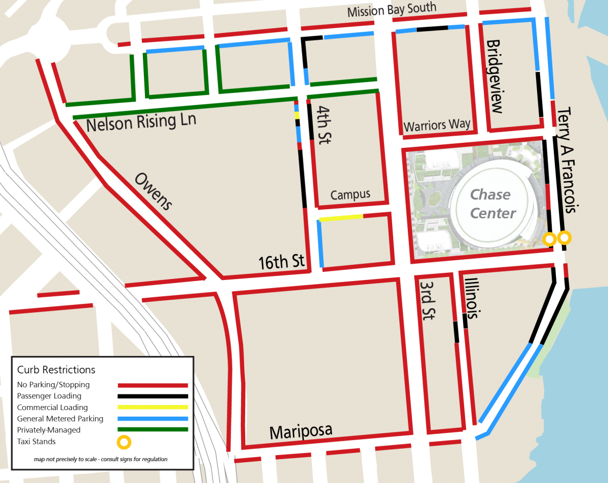 Curb Restrictions around Chase Center during events