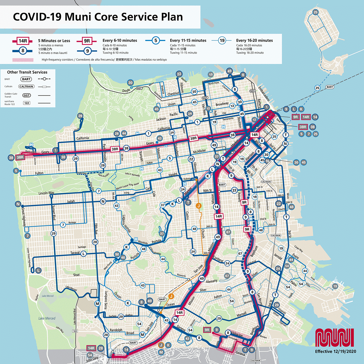 Graphic of the December 19 core service map