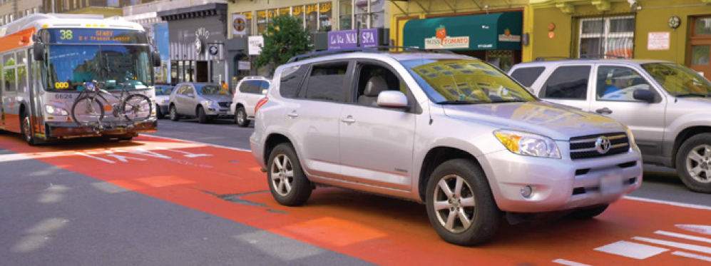 Cars cannot drive in transit lanes