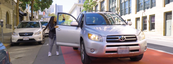 Photo of driver illegally dropping off in a transit lane