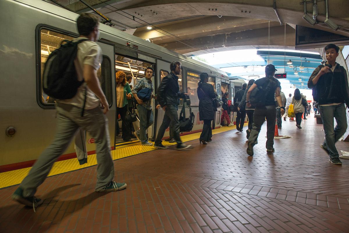 L Taraval train exiting subway at West Portal