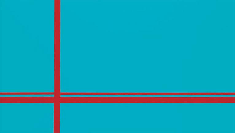 Light blue background with red lines across alluding to the Golden Gate Bridge